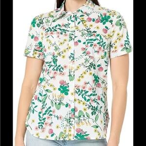 Nautica Floral Print Camp Short Sleeve Button Down Top Women’s S NWT